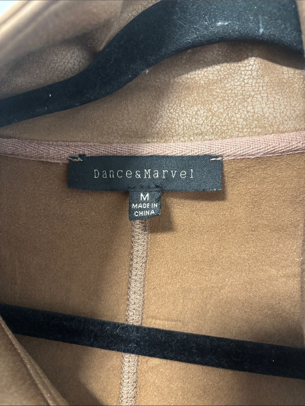 Dance & Marvel Tan Asymmetrical Zip Bomber Jacket-leather look sweatshirt - Picture 4 of 9